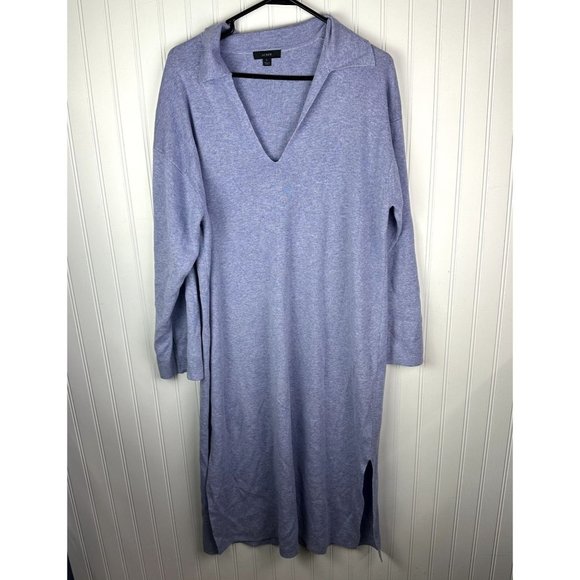 J.CREW Collared Caftan Sweater Dress‎ in Heather Violet Size Large - Picture 1 of 4